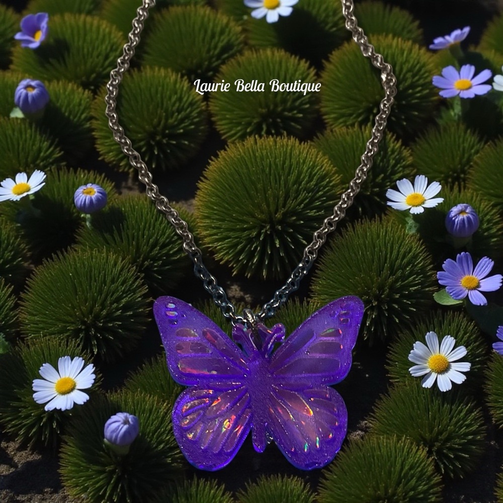 Purple Butterfly Necklace